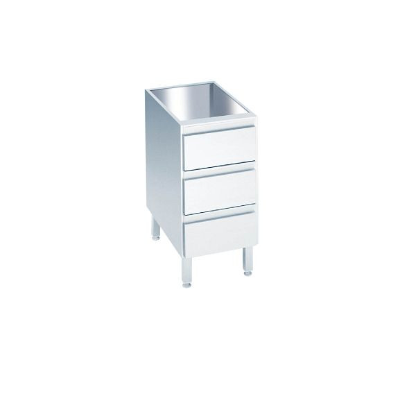 CHROMOnorm Schubladenblock mit 3 Schubladen, Tiefe 660 (700)mm Länge 400mm, ohne Tischplatte, S30704U0000
