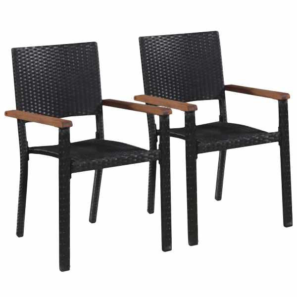 vidaXL Gartenstühle 2 Stück Poly-Rattan Schwarz, Braun und Schwarz, 43937