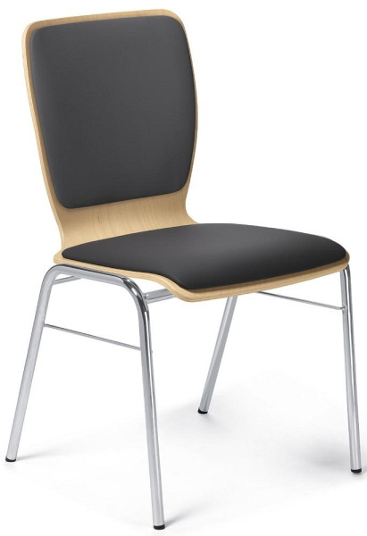 Deskin Besucherstuhl JARA Kunstleder, Gestell verchromt, Bezug anthrazit, Sitzschale Buchenholz, 268217
