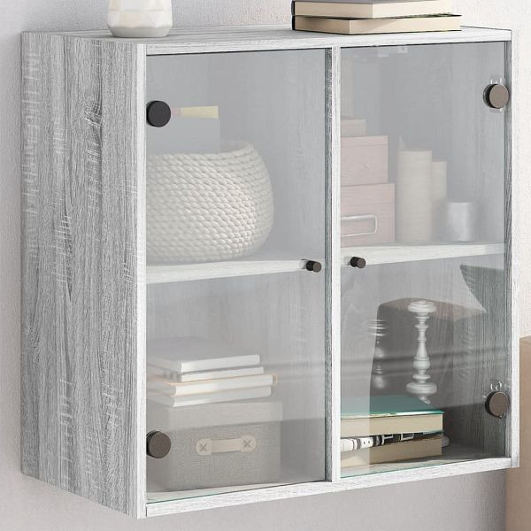 vidaXL Wandschrank mit Glastüren Grau Sonoma 68x37x68,5 cm, 836495