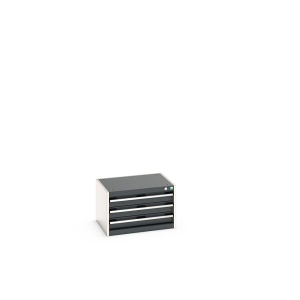 bott cubio Schubladenschrank bestückt, mit 3 Schubladen, BxTxH: 650x525x400mm, RAL 7035/7016, Anthrazitgrau, 40011068.19V