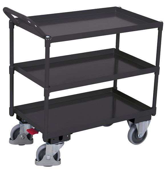 VARIOfit Tischwagen mit 3 Ladeflächen, Außenmaße: 1.165 x 700 x 1.065 mm, RAL 7016 anthrazitgrau, Ladehöhe: 285 / 600 / 915 mm, sw-700.623/AG