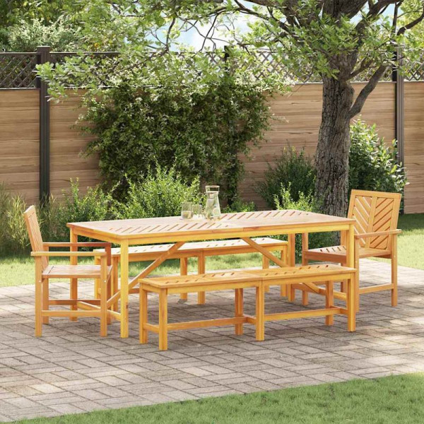 vidaXL Garten Essgruppe, 5er Set, Braun 200 x 90 x 74 cm Akazie Massivholz, 3154118
