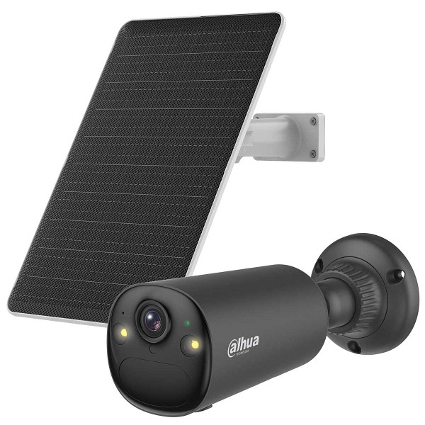 dahua Apollo Bullet C1 4 MP Kit intelligente batteriebetriebene Dualband WLAN-Überwachungskamera mit AOV, Wi-Fi 6, inklusive Solarpanel (schwarz), dhabsw