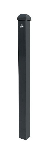Schake Absperrpfosten Typ 4730B -ortsfest- zum Einbetonieren, Vierkant 70x70mmmit Zierkopf, feuerverzinkt, beschichtet RAL 7016, 4730B