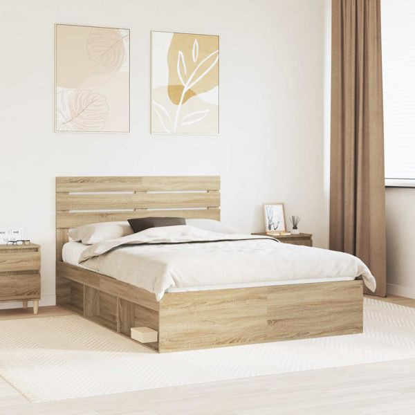 vidaXL Bettrahmen Sonoma 140 x 200 cm Massives Kiefernholz, 3411409