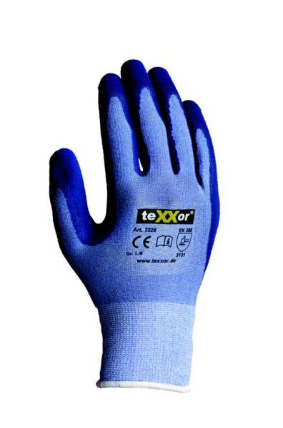 teXXor Polyester-Strickhandschuhe LATEX, Größe: 10, Farbe: hellblau meliert/mittelblau, VE: 144 Paar, 2229-10