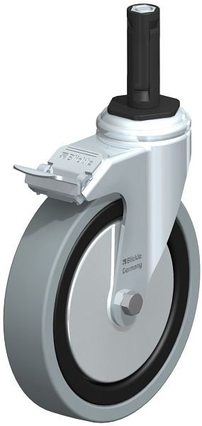 Blickle LKRA-VPA 150G-11-FI-FA-ER12 Apparate-Lenkrolle mit Expander & Feststeller, Vollgummi, Grau, 848419