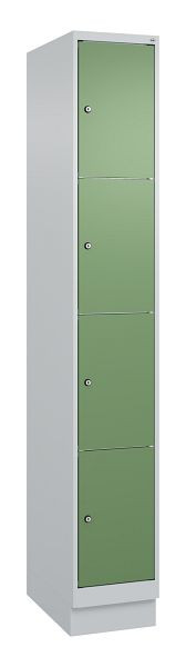 C+P Schließfachschrank Classic PLUS, Sockel, 1950x300x500mm, 7035/6011, mit 4 Fächern, 080020-104 S10006