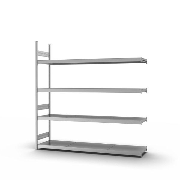 hofe Großfach-Anbauregal, 2500x500x2500 mm, 4 Fachebenen, verzinkt, 350 kg Fachlast, 1750 kg Feldlast, zweiseitige Bedienung, GZA25525B