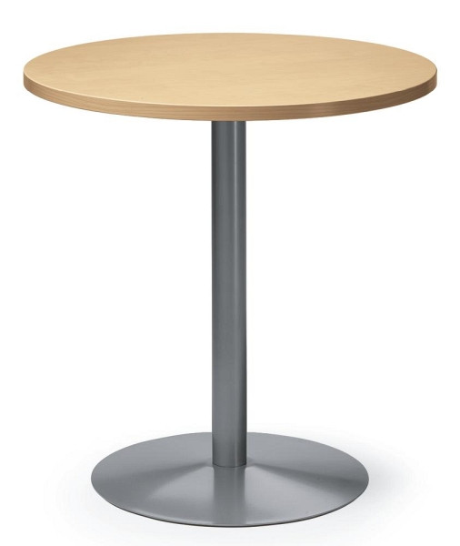 Deskin Besprechungs- und Konferenztisch MODUL, Platte Buchedekor, Gestell Alusilber RAL 9006, Durchmesser 700 mm, H 720 mm, 207875