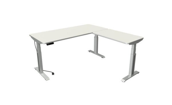 Kerkmann Sitz-/Stehtisch Move Professional, B 1800 x T 800mm, Anbauelement 1000 x 600mm, elektrisch verstellbar von 640-1290mm, Weiß, Montage, 10013110-1