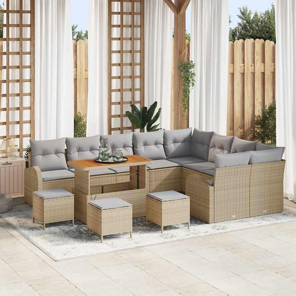vidaXL Garten-Sofa-Set 13-teilig Beige und Hellgrau 110 x 55 x 71 cm, 3364392