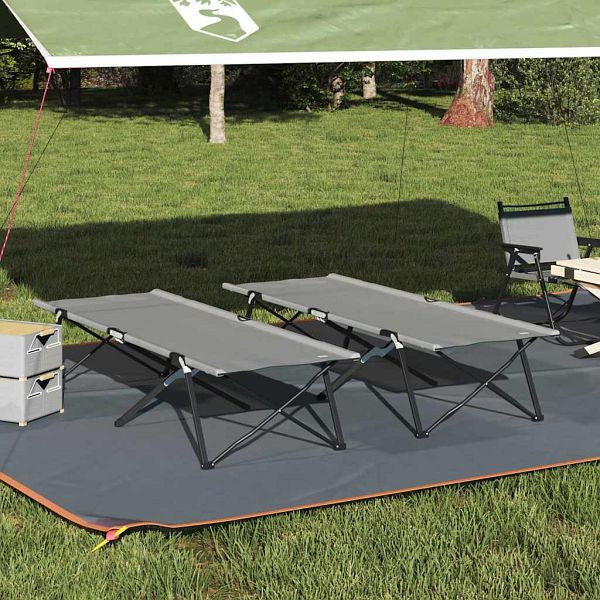 vidaXL Klapp Schlafbett fürs Camping 2 Stück Grau 206 x 76 x 74 cm, 42003171