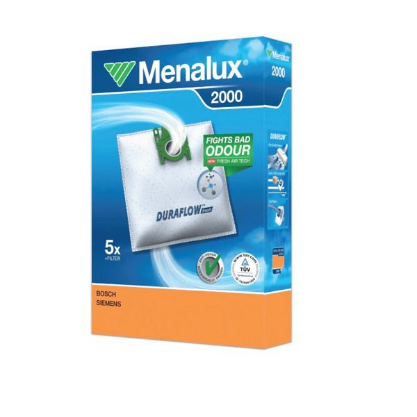 Menalux Staubsaugerbeutel 2000 + 1 Mikrofilter, Verpackungseinheit: 5 Stück, 123053