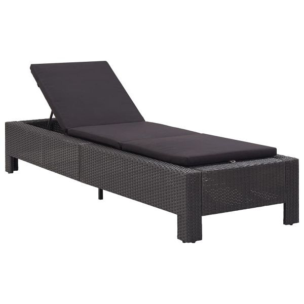 vidaXL Sonnenliege mit Auflage Schwarz Poly Rattan, 46237