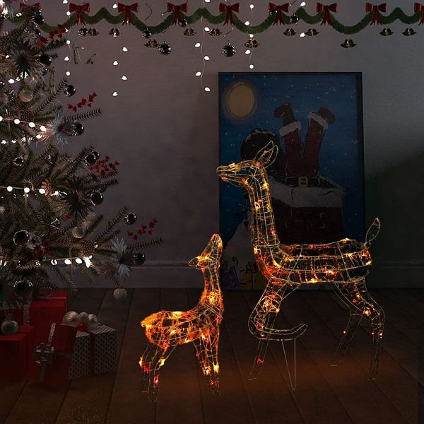 vidaXL LED-Rentier-Familie Weihnachtsdeko Acryl 160 LED Bunt, 329792