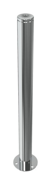 Schake Edelstahlpfosten Ø 76 mm mit Ziernut, ortsfest, für Dübel Befestigung mit Bodenplatte Ø 150 x 5 mm, ohne Verschluss, ohne Öse, 4272P