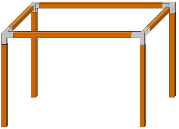 T&J QUATTRO-Pergola 3 240x300x240cm, Pfosten 9x9 cm, inkl. Metall-Steckverbinder, ohne Schrauben, DIY-Bausatz, 19613