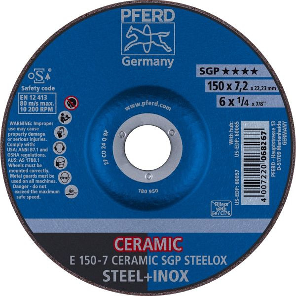 Pferd Schruppscheibe E 150-7 CERAMIC SGP STEELOX, VE: 10 Stück, 69901759