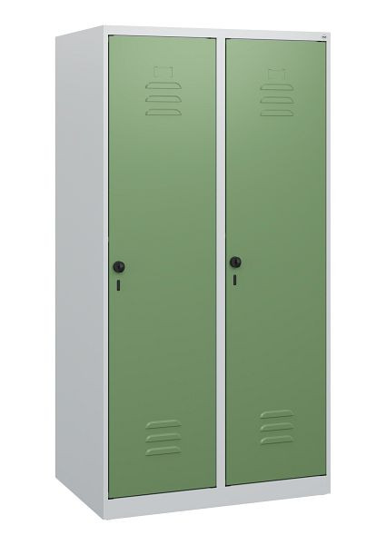C+P Umkleidespind Classic PLUS, 2 Abteile, 1530x800x500mm, 7035/6011, Drehriegel, 0800005-22 S10005