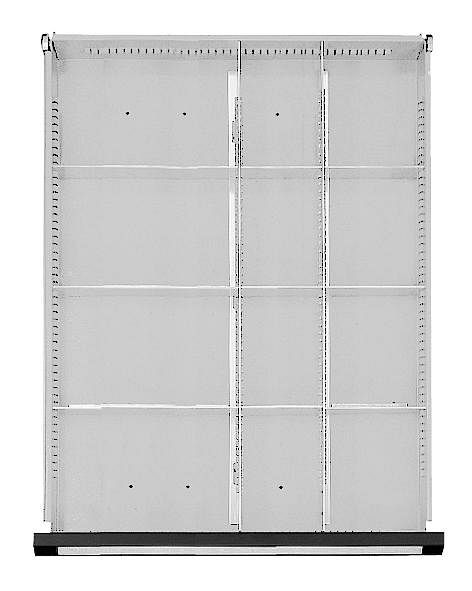 ANKE Werkbänke Schubladeneinteilungssatz; für Schublade 410 x 540 mm (BxT); für Fronthöhe 90 - 150 mm; 1/2-1/4 Teilung, 902.013