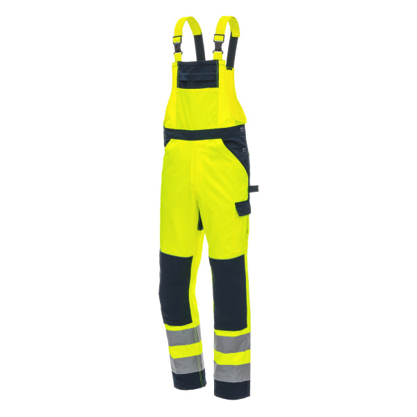 NITRAS MOTION TEX VIZ, Warnschutz-Latzhose, Größe: 46, Farbe: neongelb/marineblau, VE: 10 Stück, 7572-4021-46