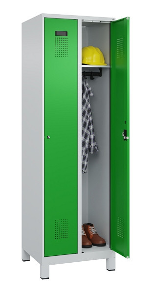 C+P Spind Evolo PLUS, mit Füßen, 2 Abteile, 1950x600x500mm, 7035/6037, Verschluss Zylinderschloss, Ablageböden 2, 049010-20 S10038