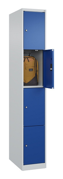 C+P Schließfachschrank Evolo PLUS, 4 Fächer, 1850x300x500mm, 7035/5010, 049000-104 S10006