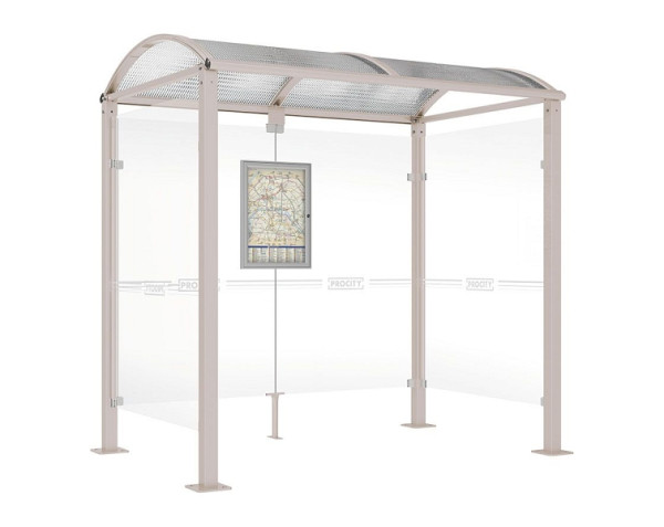 Procity Wartehalle Vierkantrohr - 2 Seitenverkleidungen, Farbe RAL 7044, Maße: Breite 2500 x Höhe 2560 x Tiefe 1600 mm, 529318.7044