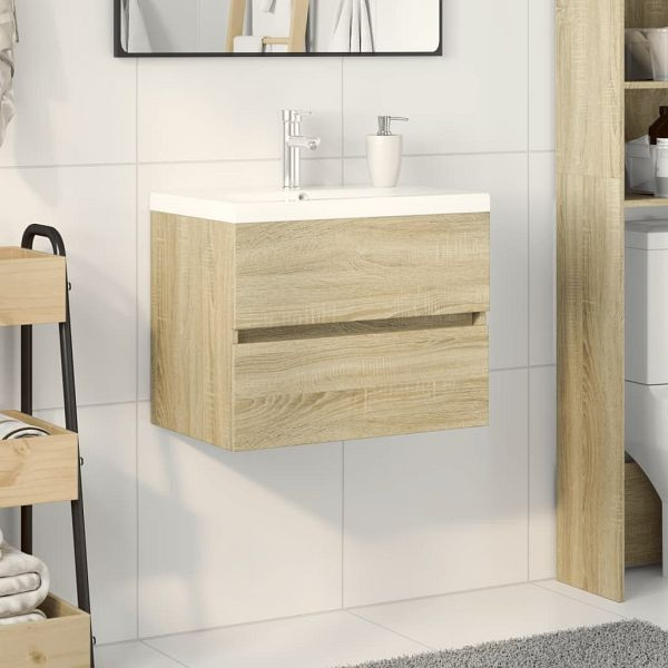 vidaXL 2-teilig Badmöbel-Set Keramik und Holzwerkstoff, 3307658