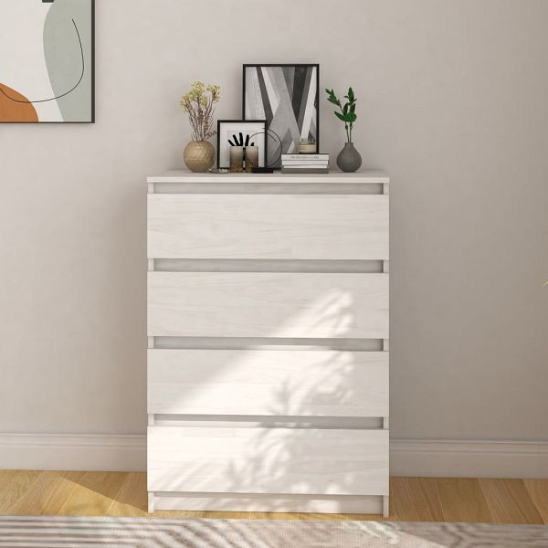 vidaXL Beistellschrank Weiß 60x36x84 cm Massivholz Kiefer, 808104