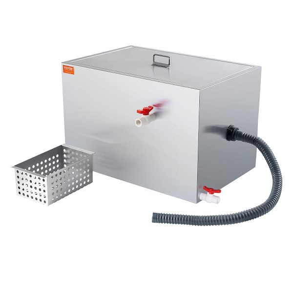 VEVOR Kommerzieller Fettabscheider, 40 lbs Fettabscheider, Seitlicher Einlassabscheider, Edelstahl Unter der Spüle, 9,96 GPM/Min, YSFLQCRKYSBX1GX1DV0