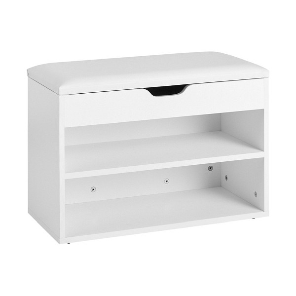 SoBuy Schuhbank mit Sitzfläche und Stauraum Weiß 60x30x44 cm, Funktional, FSR25-W