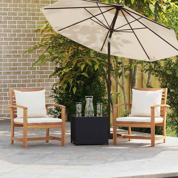 vidaXL Gartenstühle 2 Stück Natur 60 x 65 x 76,5 cm Teak-Massivholz, 42006405