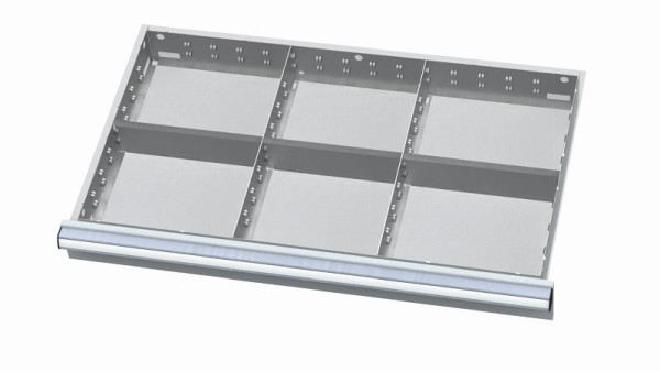 Simplaflex Metalleinteilung für Schubladen, 6 Fächer, Blendenhöhe: 200-300 mm, Innenmaß 800 x 450 mm, CL9E200MT06