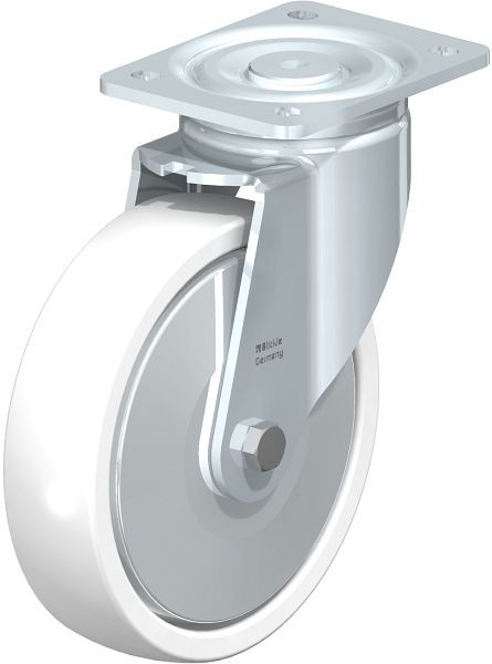 Blickle LH-SPO 201G-FA Stahlblech-Lenkrolle, Schwerlast-Ausführung, mit Anschraubplatte, Polyamid, Weiß, 705319