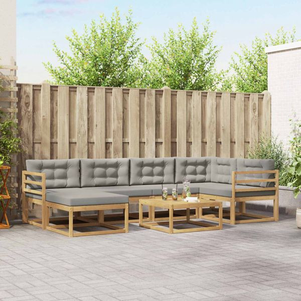 vidaXL Outdoor-Sofagarnitur 7-teilig Weiß und Hellgrau, 3386710
