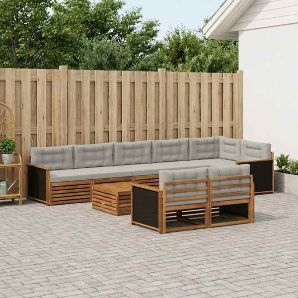 vidaXL Outdoor-Sofagarnitur mit Kissen 9-teilig, 3383524