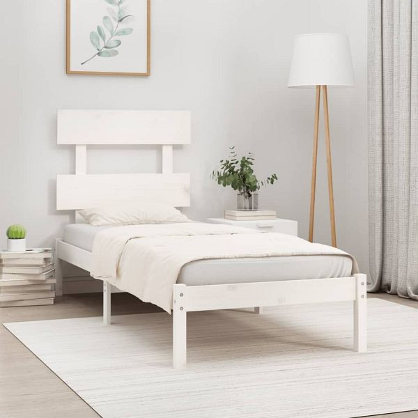 vidaXL Massivholzbett Weiß 90x190 cm, Material: Massives Kiefernholz, 3104639