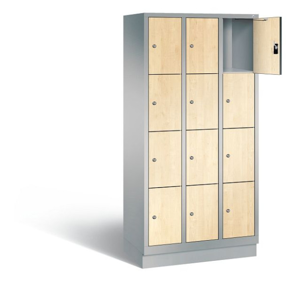 C+P Schließfachschrank Evolo, H1800xB900xT500mm, Farbe: Weißaluminium / Dekor Donau-Ahorn, 48020-304 S10262