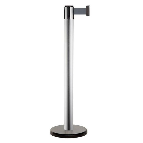 Stein HGS Personenleitsystem -Beltrac Pure-, mobil, silber, schwarz/gelb schraffiert, mit Standard-Gurtendstück, 28096-si1402