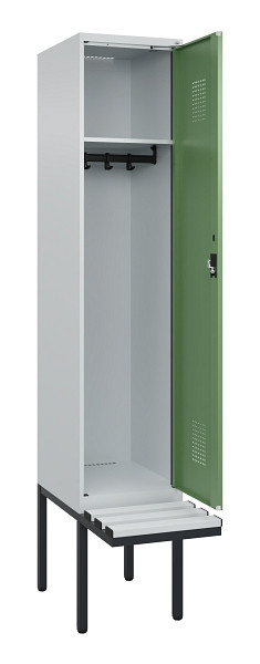 C+P Spind Evolo PLUS, 1 Abteile, 2120x400x815mm, 7035/6011, Haken 4, Zylinderschloss, Material Sitzfläche Kunststoff, 0490407-12 S10091