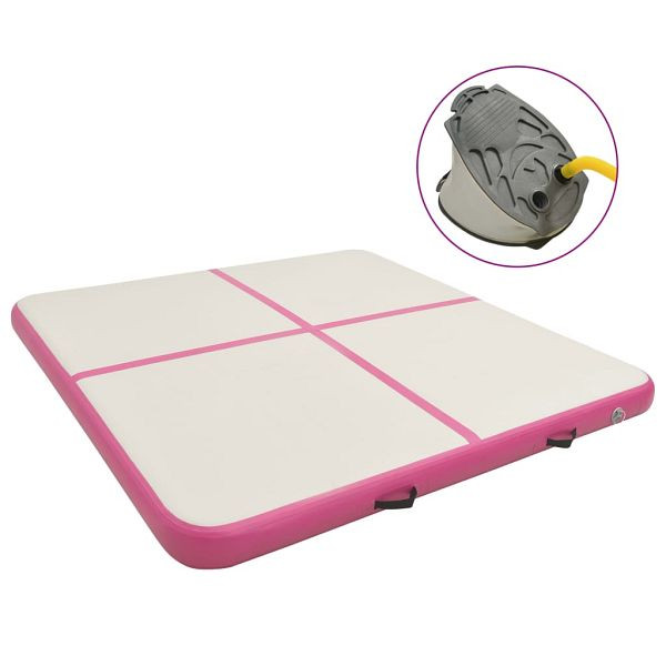 vidaXL Aufblasbare Gymnastikmatte mit Pumpe 200x200x10 cm PVC Rosa, 92694