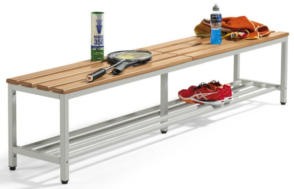 Deskin Sitzbank mit Buchenholzleisten, Stahlgestell Lichtgrau RAL 7035, H 440 x B 2000 x T 365 mm, 271207