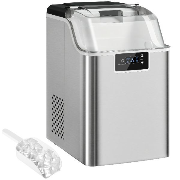 HOMCOM Eiswürfelmaschine, 33,5L x 24B x 39H cm, Silber, 800-139V91SR, 4255826843560