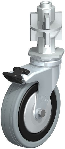 Blickle LRA-VPA 100G-FI-FA-E07 Apparate-Lenkrolle mit Expander & Feststeller, Vollgummi, Grau, 751117