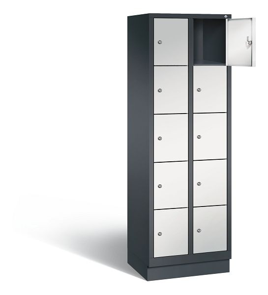 C+P Schließfachschrank Evolo, H1800xB610xT500mm, Farbe: Schwarzgrau / Lichtgrau, 48020-205 S10061