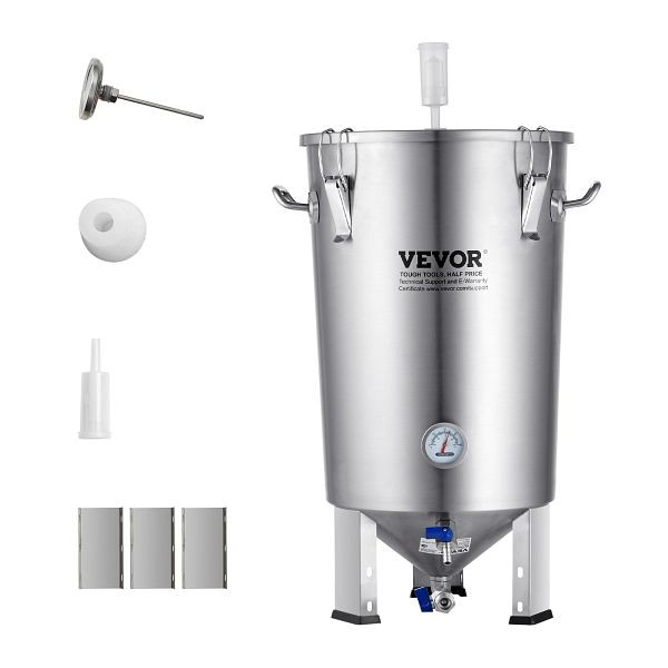 VEVOR Bierbrauanlage Edelstahl 30 L, zum Brauen, Heimbrauzubehör mit Sockel, Kessel-Suppentopf inkl. Deckel, Griff, Ventil, Zapfhahn, PJFJT8GALZDTJDCKHV0