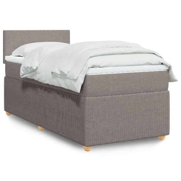 vidaXL Boxspringbett mit Matratze Taupe 90x190 cm Stoff, 3289608